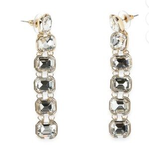 Madden NYC Women's Fashion Gold Tone Stone Gem Linear Earrings